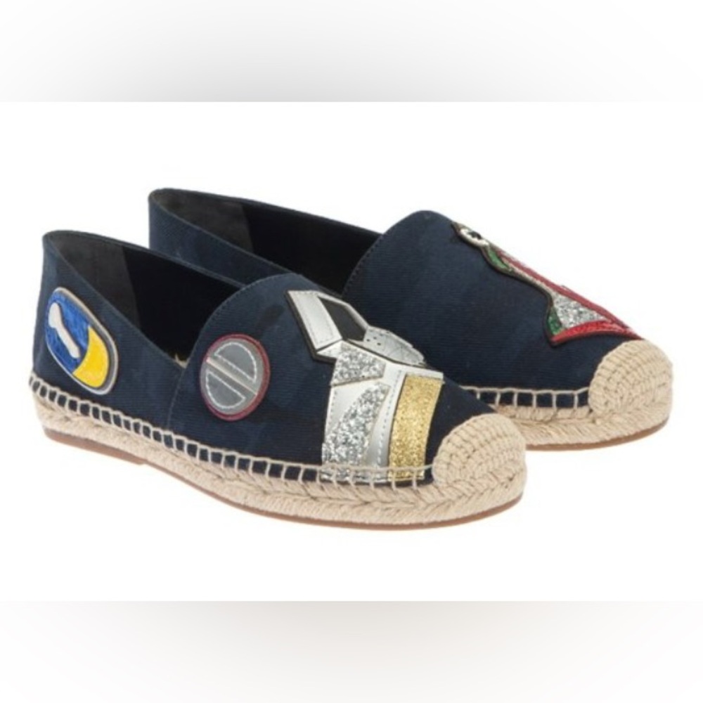 Marc Jacobs Sienna Frog Espadrilles Loafers - Navy/Tan - 38 - New w/o Box